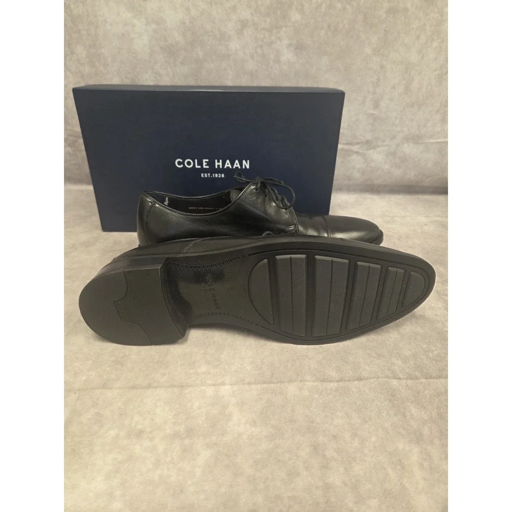 Cole Haan Mens Blk Dress Shoe SZ 12D Lenox Cap Retail: $198